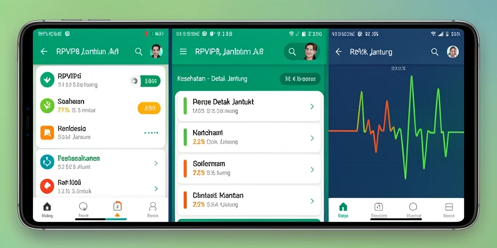 Tampilan antarmuka RPVIP8 yang menampilkan fungsi pemantauan detak jantung.