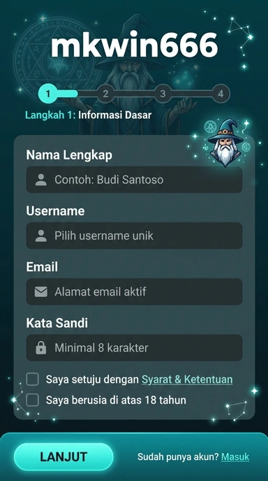 Tampilan halaman daftar mkwin666